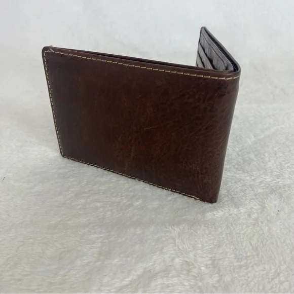 NEW BOSCA Essentials Men's BiFold Wallet Brown Leather Thin Card - Picture 4 of 6